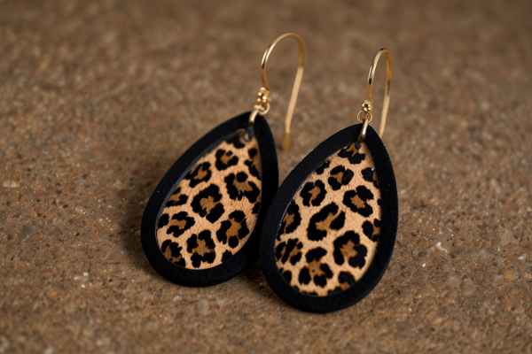 Belle Noel Leopard Suede Earrings Linear