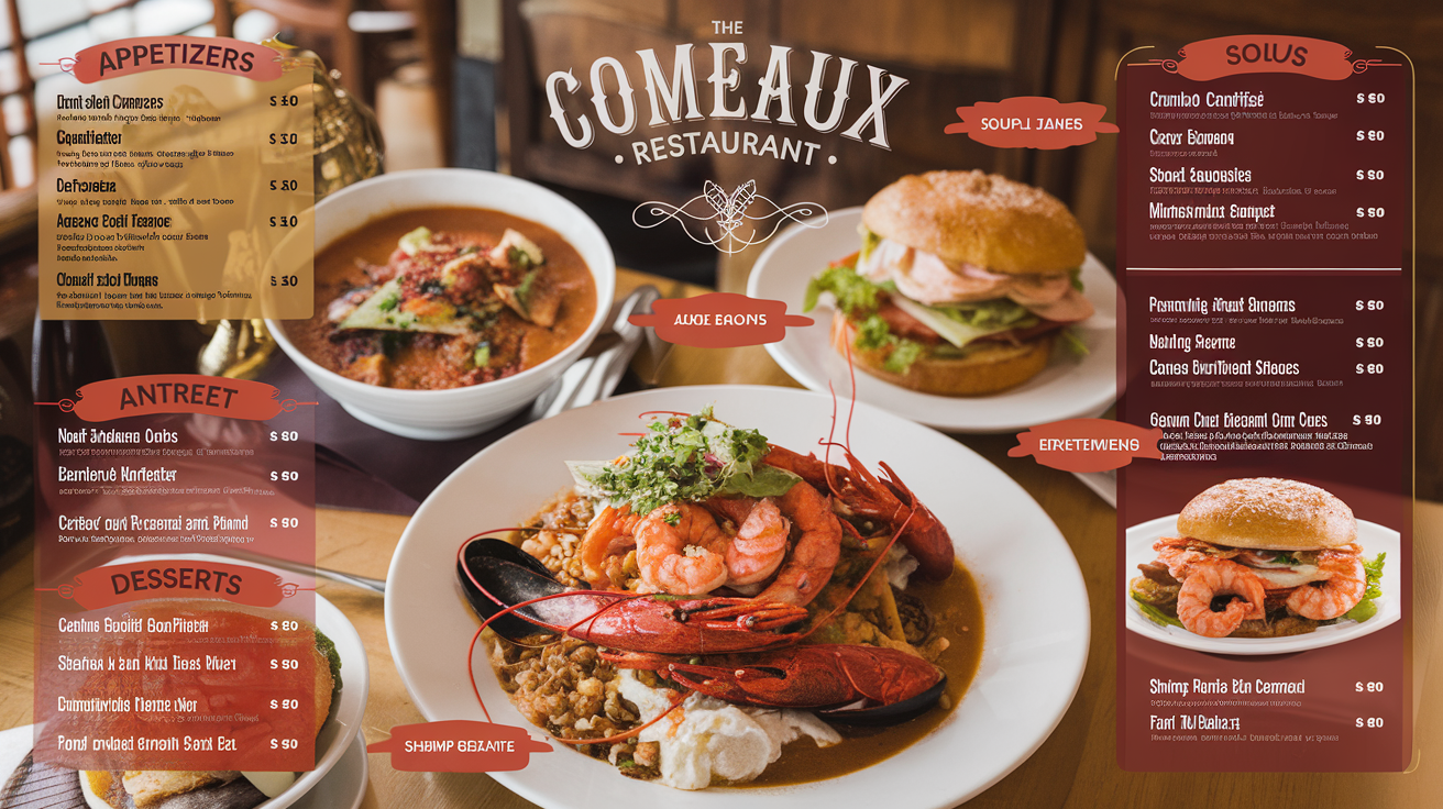 Comeaux Restaurant Alpharetta Menu